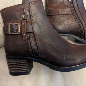 Elegant Dark Brown Ankle Boots with Buckle